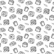 © Albina - Seamless pattern from sketches of sushi and rolls.
