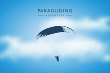 Paragliding Adventure Paraglider In Cloudy Sky Background Vector Illustration EPS10