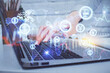 © peshkova - Multi exposure of woman hands typing on computer and forex chart hologram drawing. Stock market analysis concept.
