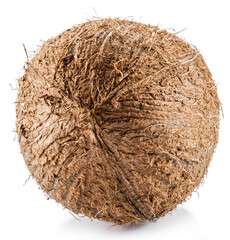 Wall Mural - Coconut -large brown tropical fruit isolated on white background.