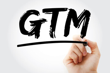 Aufkleber - GTM - Go To Market acronym with marker, business concept background