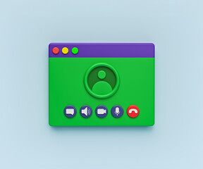 Poster - Video call screen interface window isolated. minimal icon. 3d rendering