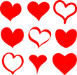 © Nadzeya Pakhomava - Hearts red - set of doodle drawings for icons. Templates for web design, simple vector for Valentine's Day holiday card.