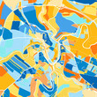 Art map of Zwettl, Austria in Blue Orange
