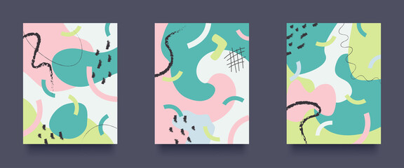 Poster - Creative Abstract Background Set. Hand drawn various doodle objects and shapes. Set of abstract Patterns. Vector illustration