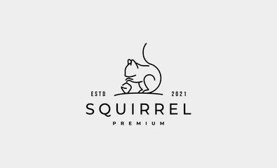 Squirrel Monoline Logo vector Design Illustration