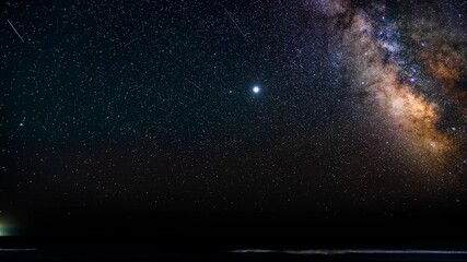 Wall Mural - montauk, ny, usa - july 15, 2020 : milky way timelapse in montauk, ny