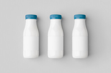 Poster - White plastic yogurt or milk bottle mockup with blank label.