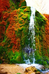 Wall Mural - Wasserfall mit buntem Moos, Dreimühlenwasserfall