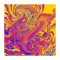 Poster - Abstract wavy vibrant facture. Liquify lines 3D effect. Distortion. Creative graphic design. Colorful artistic  illustration. Digital art. 