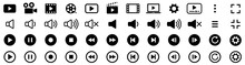 Media Player Icons Collection. Video Player Icons. Cinema Icon. Vector