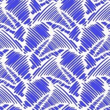 Azure Blue White Chevron Linen Texture Background. Seamless Ikat Textile Effect. Weathered Dye Pattern. Coastal Cottage Beach Home Decor. Modern Marine Fashion Zig Zag Wavy Repeat Cotton Cloth.
