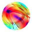 3d render of abstract art 3d ball organic sphere curve round wavy smooth and soft bio forms in glossy transparent glass material painted in rainbow gradient color on isolated white background