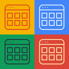 Aufkleber - Pop art line Browser files icon isolated on color background. Vector.