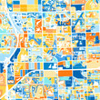 Art map of Miramar, UnitedStates in Blue Orange