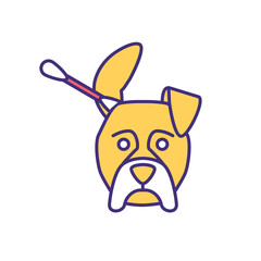 Sticker - Ear cleaning for pets RGB color icon. Dog washing and cleaning. Professional grooming salon procedure for doggy. Pet care service. Veterinary for domestic animals. Isolated vector illustration