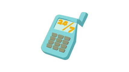 Poster - Mobile phone 24 7 service icon animation best object on white background