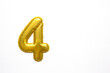 gold 3d number 4 on a white background. Place for your text.