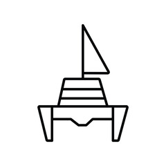 Catamaran boat travel line icon