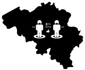 Poster - Distanciation sociale, garder une distance de 2 mètres en Belgique