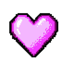 Aufkleber - Pixel art heart icon isolated on white background. Vector 8-bit retro style illustration.