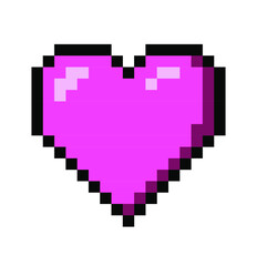 Aufkleber - Pixel art heart icon isolated on white background. Vector 8-bit retro style illustration.