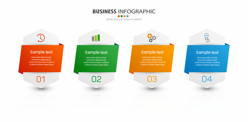 Infographic business design vector  template with 4 options, steps or processes. Can be used for presentations banner, workflow layout, process diagram, flow chart, info graph