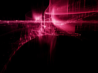 Poster - Abstract red and black background. Fractal graphics 3d illustration. Technology and science concept.