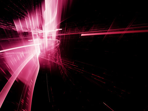 Abstract red and black background. Detailed generative fractal graphics. Technology and science concept.