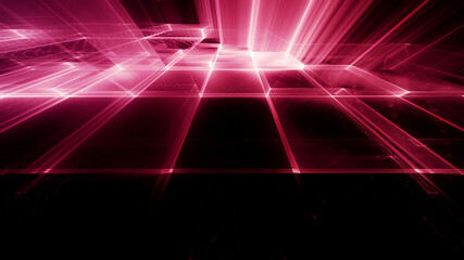 Poster - Abstract red and black background. Fractal graphics 3d illustration. Technology and science concept.