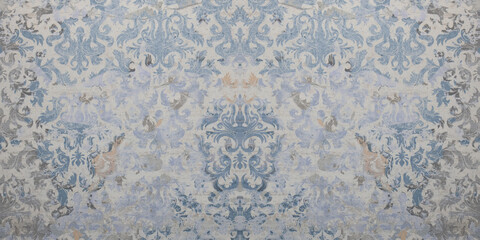 Aufkleber - Old gray blue white rusty vintage shabby damask patchwork tiles stone concrete cement wall texture background
