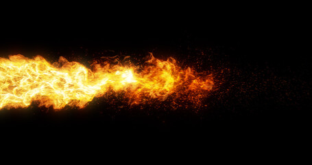 Poster - pillar of fire on black background. 3d render