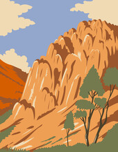 Pinnacles National Park With Rock Formations In Salinas Valley California United States Wpa Poster Art