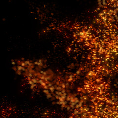 Poster - fiery embers flying in motion. blurry motion and bokeh effect. 3d render