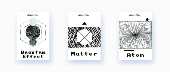 Poster - Abstract geometric background with minimal composition of shapes and forms. Cover or poster for Science, quantum mechanics and physics subjects.