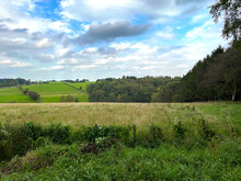 Rural View, With An Uncut Meadow, And Rolling Hills In, Farnley, Otley, UK