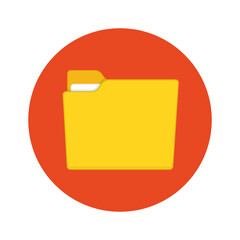 Poster - Folder icon with long shadow, flat design. Digital sign. Directory with Documents emblem. Vector illustration.