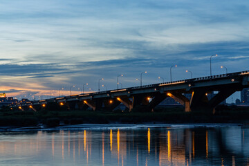 Sunset landscape around the Dadaocheng Wharf area