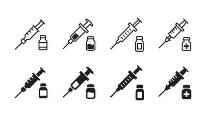 vaccine icon set. vector graphic illustration. suitable for website design, logo, app, template, and