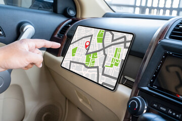 Poster - GPS Map to Route Destination network connection Location Street Map with GPS Icons Navigation.