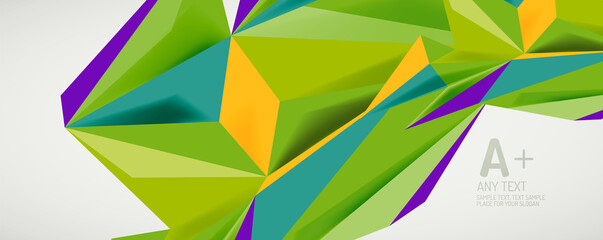 Vector triangle geometric backgrounds. Low poly 3d shape on light backdrop. Vector illustration for covers, banners, flyers and posters and other designs