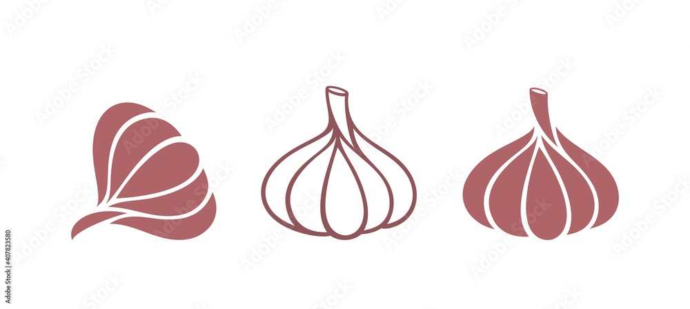 Garlic logo. Isolated garlic on white background - obrazy, fototapety, plakaty 