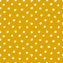 Abstract Seamless Pattern With Beige Polka Dots On Gold Background. Beige Dots On Mustard Background. White Polka Dot. Champagne Polka Dot.