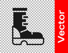 Black Waterproof Rubber Boot Icon Isolated On Transparent Background. Gumboots For Rainy Weather, Fishing, Gardening. Vector.