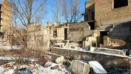 Wall Mural - Abandoned construction site of Hospital. Built as a center for radiation and burn injuries after the Chernobyl disaster.Abandoned at 1991,during Ukrainian undependence crisis.  Kiev Region,Ukraine