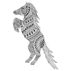 Wall Mural - hand drawn of horse in zentangle style