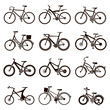 12 vector black and white bicycle icons