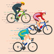 Vector colored cyclists in motion