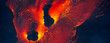 Leinwandbild Motiv the image of burning lava in abstract form on a dark background	
