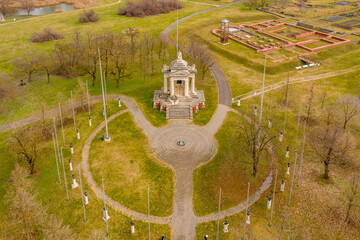 Hungary - Sights of the famous historical Opusztaszer from a drone view